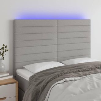 vidaXL Cabecero Con Luces Led Tela Gris Claro 144x5x118/128 Cm Vidaxl