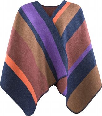 David Fussenegger Silvretta Poncho Blanket In Brown Stripes