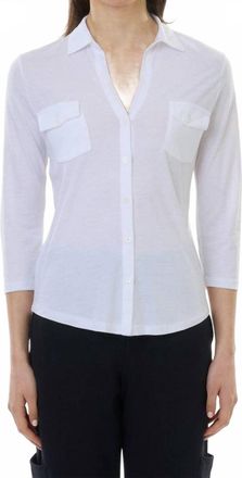 Majestic Filatures Lyocell Cotton 3/4 Sleeve In Blanc