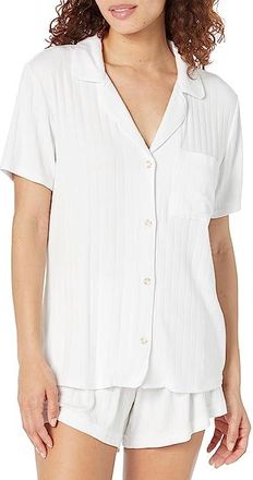 Eberjey Gisele Rib Relaxed Short PJ Set Womens Pajama Sets White : XS, Lyocell/Spandex/Tencel