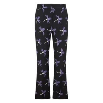 Valentino Garavani Wide Trousers, female, Black, M, Floral Pattern Cropped Trousers