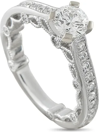 Luxury Bazaar 18K White Gold 1.0ct Diamond Milgrain Lace Engagement Ring MF09-070826