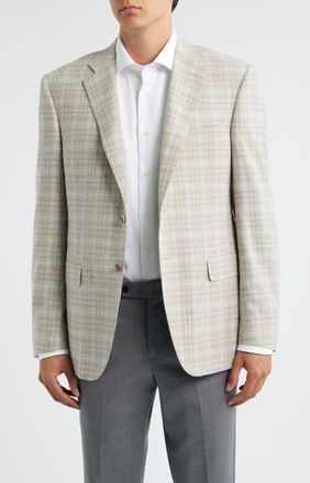 Canali Siena Regular Fit Tan Plaid Wool Blend Sport Coat in Beige at Nordstrom, Size 42 Us