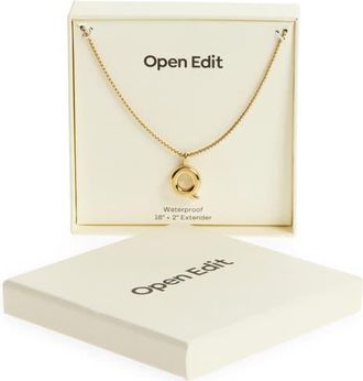 Open Edit Waterproof Bubble Initial Pendant Necklace in Q- Gold at Nordstrom