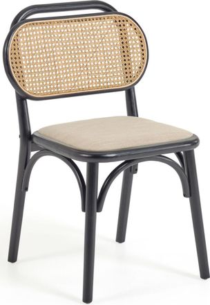 K Home Massivholzstuhl Dorian mit Wiener-Gefelcht, Schwarz