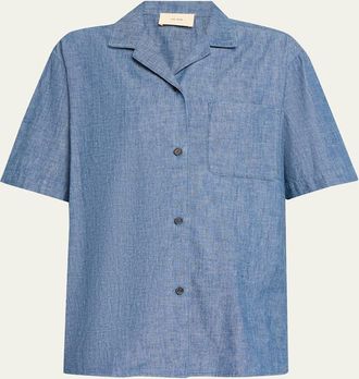 The Row Jorge Chambray Twill Camp Shirt