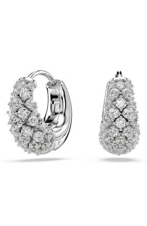 Swarovski Sublima Crystal Huggie Hoop Earrings in Rhodium/White at Nordstrom