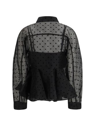 Ganni Womens Shirt Organza Black Recycled Polyester