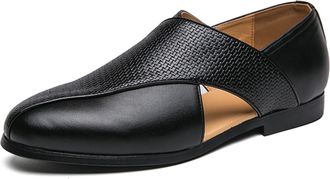 Generic Mens Leather Closed Toe Sandals Anti-Slip Breathable Pointed Toe Block Heel Slides Sandals for Business Walking Driving Office Dress Shoes (Black 1,11