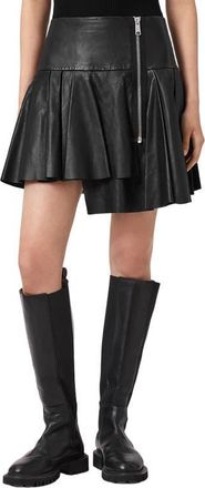 AllSaints Irina Asymmetric Leather Skirt in Black at Nordstrom, Size 10 Us