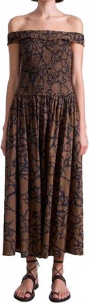 Apiece Apart Britt Off-Shoulder Maxi Dress In Large Lace Floral Chocolate
