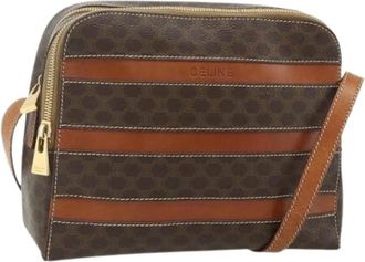 Celine Pre-owned Cross Body Bags, female, Brown, Size: ONE SIZE Pre-owned Macadam Canvas Shoulder Bag
