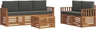 vidaXL Conjunto De Sof&aacute;s De Exterior 6 Uds. Natural Y Antracita Vidaxl