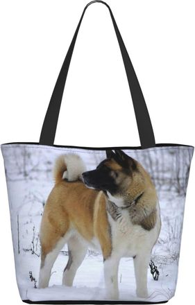 AOOEDM Akita Dog In The Snow Ladies Shopping Bag 13x11x7in.The Perfect ValentineS Day Gift.It Is The Best ValentineS Day Gift For Mom, Daughter, Wife,Etc
