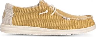 Hey Dude Ademende Gevlochten Sneakers Flex & Fold - Heren - Veterschoenen - Geel - 44 EU - Katoen - Schoenen