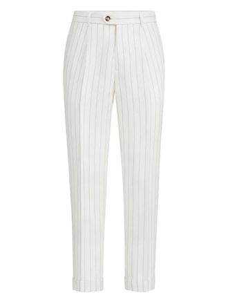 Brunello Cucinelli striped pleated trousers - White
