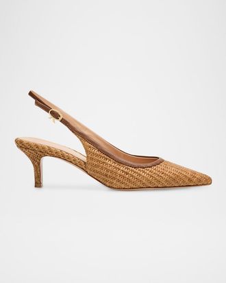 Gianvito Rossi Marbella Raffia Slingback Pumps
