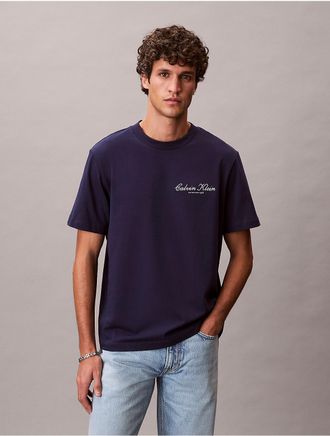 Calvin Klein Jeans Calvin Klein Mens Small Script Logo Graphic Classic T-Shirt - Purple - XL
