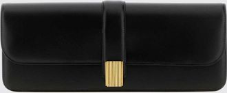 Khaite Blake Leather Clutch with Snap Closure and Laminated Logo