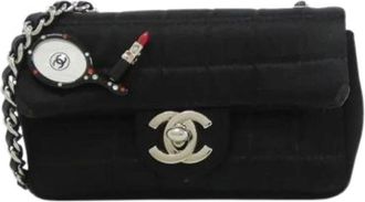 Chanel Pre-owned Mini Bags, female, Black, Size: ONE SIZE Pre-owned Vintage Satin Mini Shoulder Bag