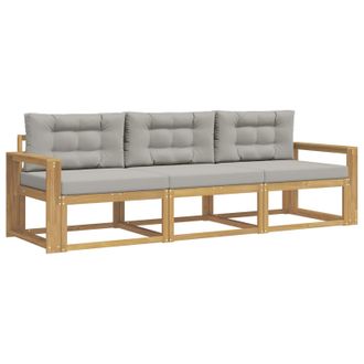 vidaXL Conjunto De Sof&aacute;s De Exterior 3 Pcs Blanco Y Gris Claro Vidaxl