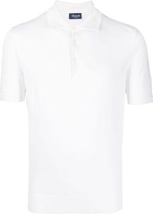 Drumohr fine-knit polo shirt - men - Cotton/Linen/Flax - 50 - White