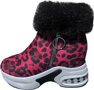 Generic Womens Fashionable Fleece Lined Ankle Boots with Inner Height Increasing Design and Comfortable Sole for Everyday Wear (Red, 6.5)