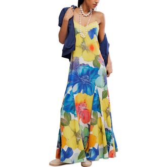 Free People Bloomspell Floral Lace Trim Maxi Dress in Tropical Combo at Nordstrom, Size X-Small