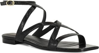 Shushop Cecilia Ankle Strap Sandal in Black Croco at Nordstrom, Size 7.5