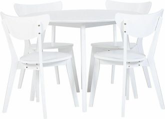 Beliani Beliani - Set Tavolo rotondo e 4 sedie da cucina mdf in legno Bianco Roxby