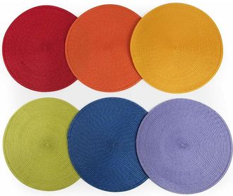 Excelsa Excelsa - Round Set 6 Tovagliette, Multicolore, Diametro: 36 cm, 6 unit&agrave;