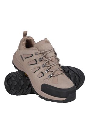 Mountain Warehouse Vertex Mens Extreme Vibram Shoes - IsoDry, Vibram Sole, Suede & Mesh Upper, Deep lugs - Best for Walking, Hiking, Outdoors & Trekking Light Brown Adul