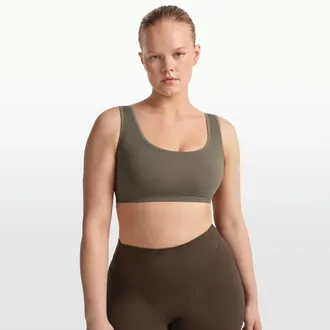 Nike Womens SKIMS Ribbed Seamless Scoop Bra in Brown | BABRA9713W-DOD
