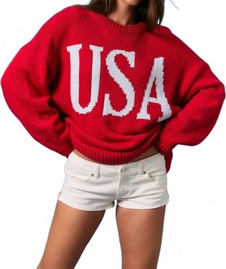 Le Lis Blanc Deux Oversized Sweater Top In Red
