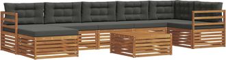 vidaXL Conjunto De Sof&aacute;s De Exterior 8 Uds. Natural Y Antracita Vidaxl