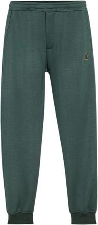 Lanvin Donkergroene wollen jersey joggingbroek - Heren - Sweatpants - Groen - XS - Wol - Broeken