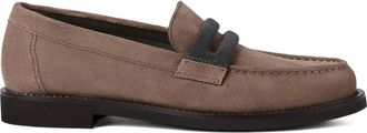Brunello Cucinelli Mocassini penny in pelle scamosciata - Marrone