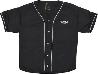 Disclaimer Logo Mesh Shirt Zwart V-Hals - Heren - Korte mouwen Overhemden - Zwart - M - Polyester - Overhemden