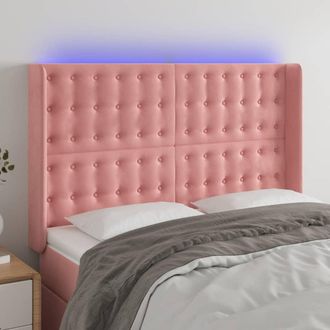 vidaXL Cabecero Con Led De Terciopelo Rosa 147x16x118/128 Cm Vidaxl
