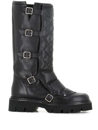 Sartore multi-way strap quilted leather boots - Black
