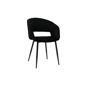 Miliboo Miliboo - Silla De Dise&ntilde;o De Terciopelo Negra Con Patas De Metal Negro Prisma