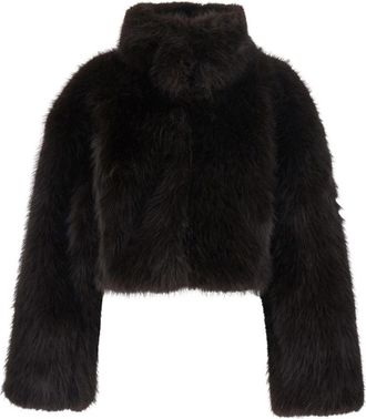 Rotate Cropped jack met imitatiebont - Dames - Jassen - Bruin - Xl/2Xl - Jassen