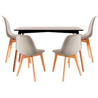 Regalos Miguel Regalos Miguel - Conjuntos De Mesa Y Sillas - Conjunto Mesa Tower Rectangular 120 X 80 Cm Negra Y Pack 4 Sillas Kelen - Gris