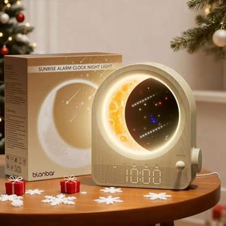 OEM L&aacute;mpara De Luna Con Despertador Luminoso, L&aacute;mpara De Noche Con 3 Niveles De Brillo, L&aacute;mpara De Despertador Con Luz Diurna, 10 Sonidos De La Naturaleza