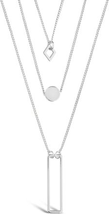 Sterling Forever Geometric Multi Layer Necklace