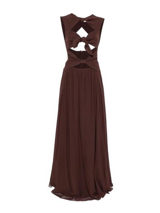 Raquel Diniz Brown Cut-Out Maxi Dress With Tie Detail