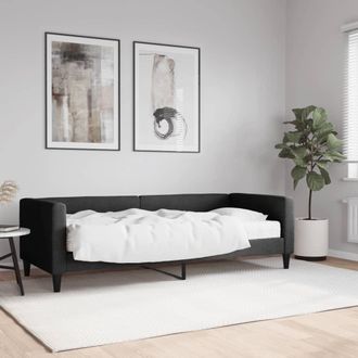 vidaXL Sof&aacute; Cama Con Colch&oacute;n Tela Negro 80x200 Cm Vidaxl