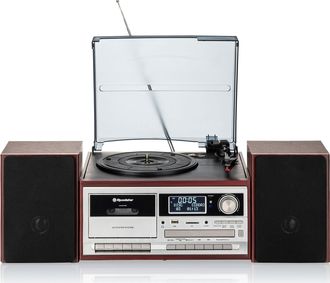 Roadstar Hif-8892d+bt Tocadiscos De Vinilo Vintage, Acabado Madera, Radio Dab Dab+ Fm, Reproductor Cd, Cassette, Usb Madera - Madera