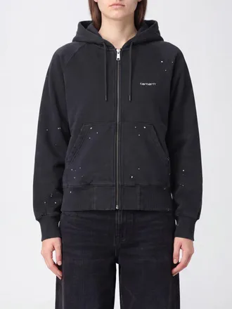 Carhartt Work in Progress Felpa in cotone con cappuccio, zip e stampa astratta all-over