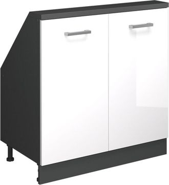 Vicco Armario Para Tejado Inclinado Rion, Antracita/blanco Alto Brillo, Con 2 Puertas, Vicco